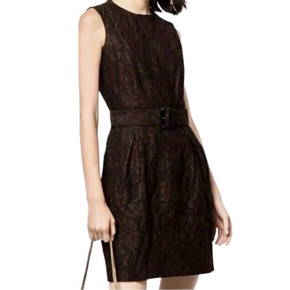Burberry London Brown Lace Sleeveless Sheath Dress with Belt 10 - Picture 1 of 11
